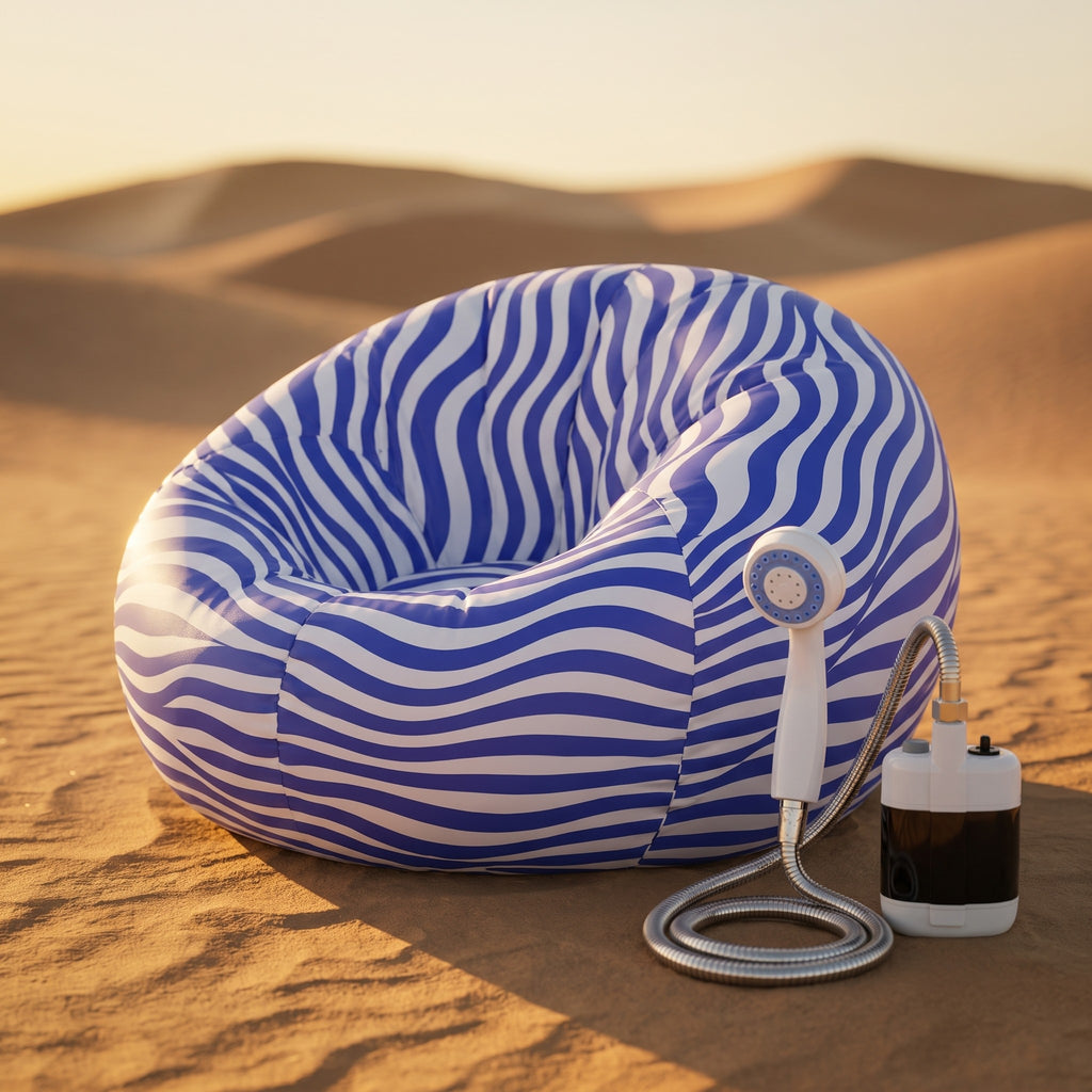 Desert Kit: Outdoor Shower + Air Sofa · طقم البر: دوش محمول وأريكة هوائية